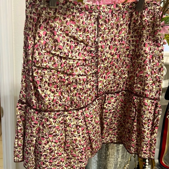 NINA RICCI • Paris• Pink Poppy Floral Linen Skirt 36| 4 Made in France - Picture 10 of 16